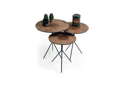 Round Set 3x Coffee table luxurious Side table Living room Tables Table
